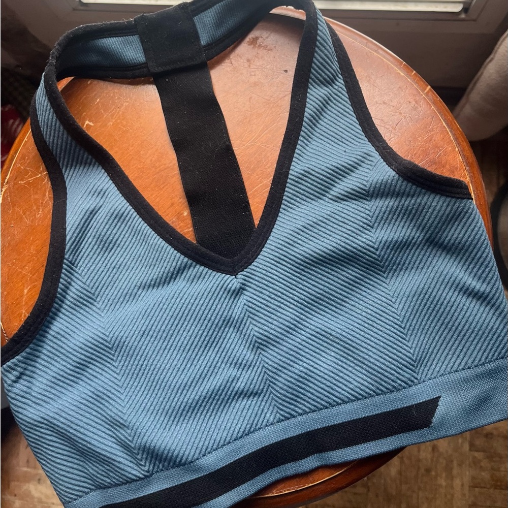 New Balance Teal and Black Racerback Sports Bra, Size Small